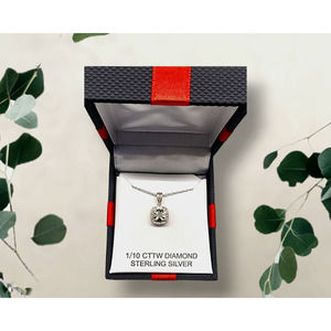 Diamond Sterling Silver Square Pendant Necklace